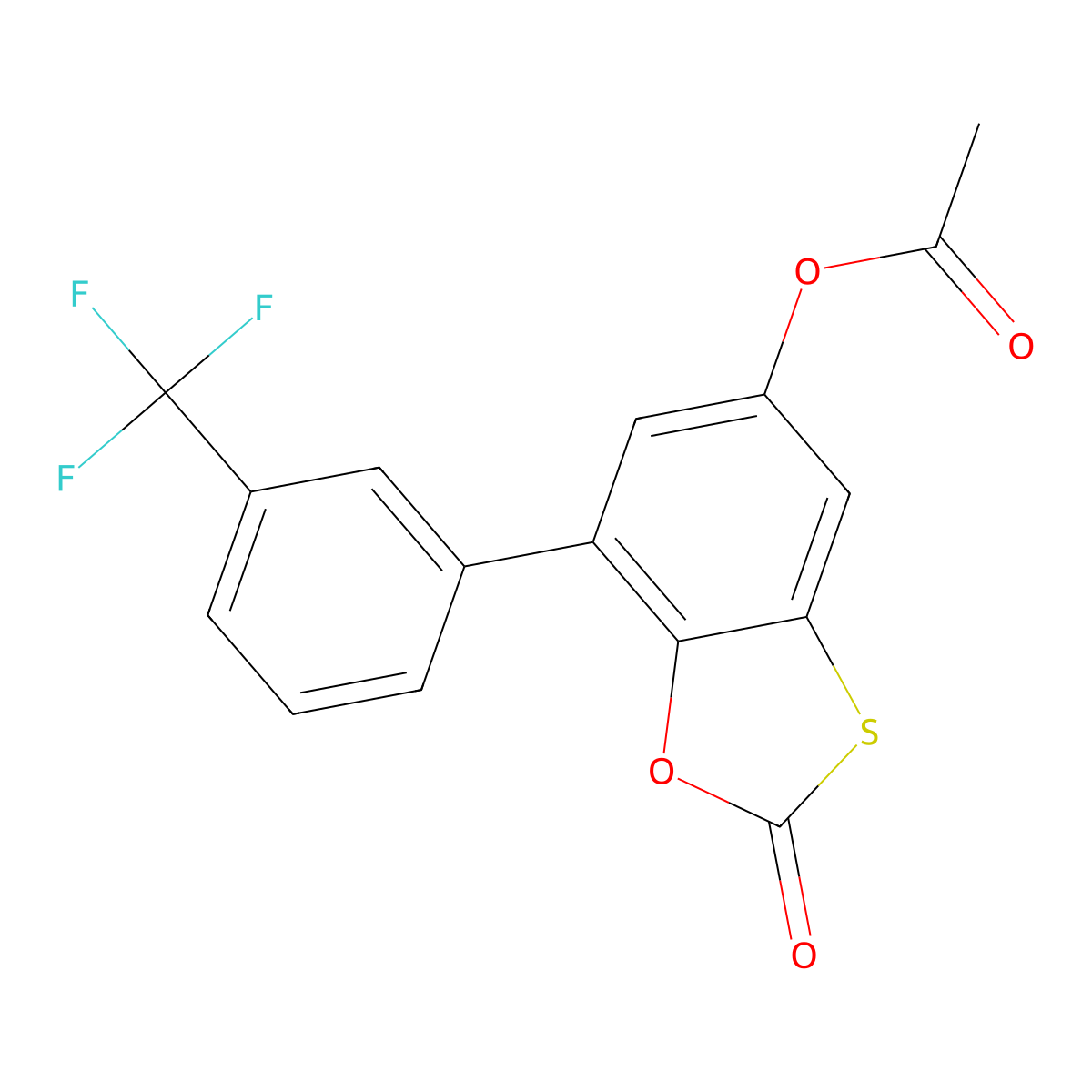 2-Oxo-7-(3-(trifluoromethyl)phenyl)benzo[d][1,3]oxathiol-5-yl acetate molecular structure, CAS 325817-44-5