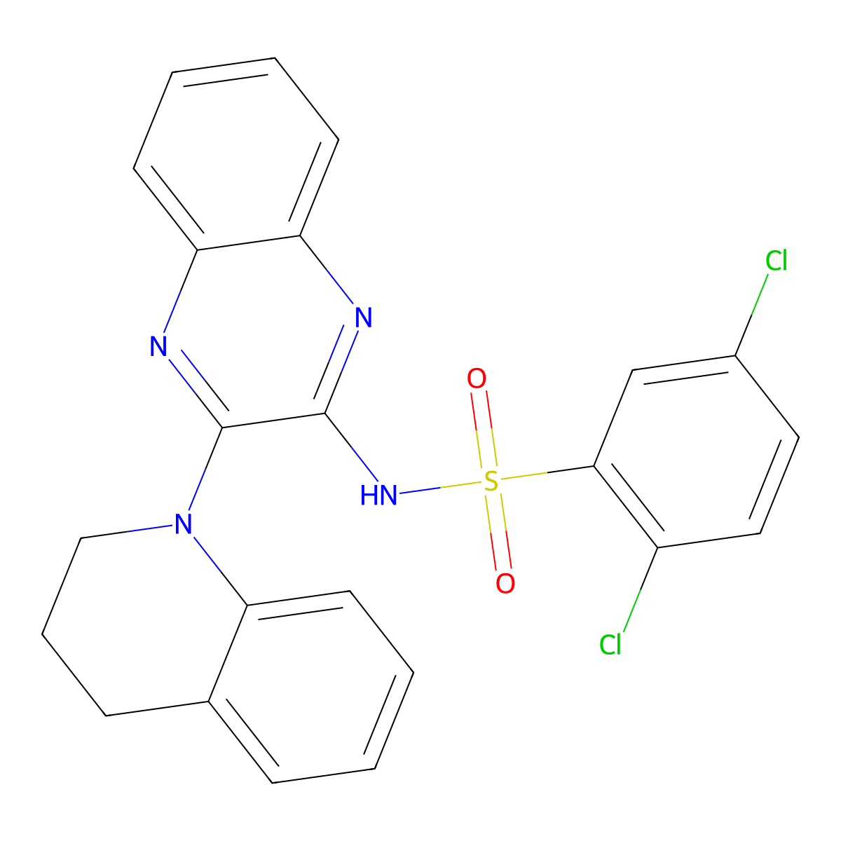 2,5-dichloro-N-[3-(3,4-dihydro-2H-quinolin-1-yl)quinoxalin-2-yl]benzenesulfonamide molecular structure, CAS 325821-30-5