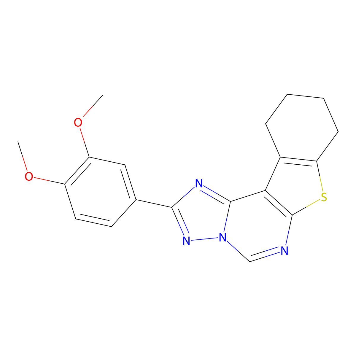 2-(3,4-Dimethoxyphenyl)-8,9,10,11-tetrahydro[1]benzothieno[3,2-e][1,2,4]triazolo[1,5-c]pyrimidine molecular structure, CAS 325821-35-0