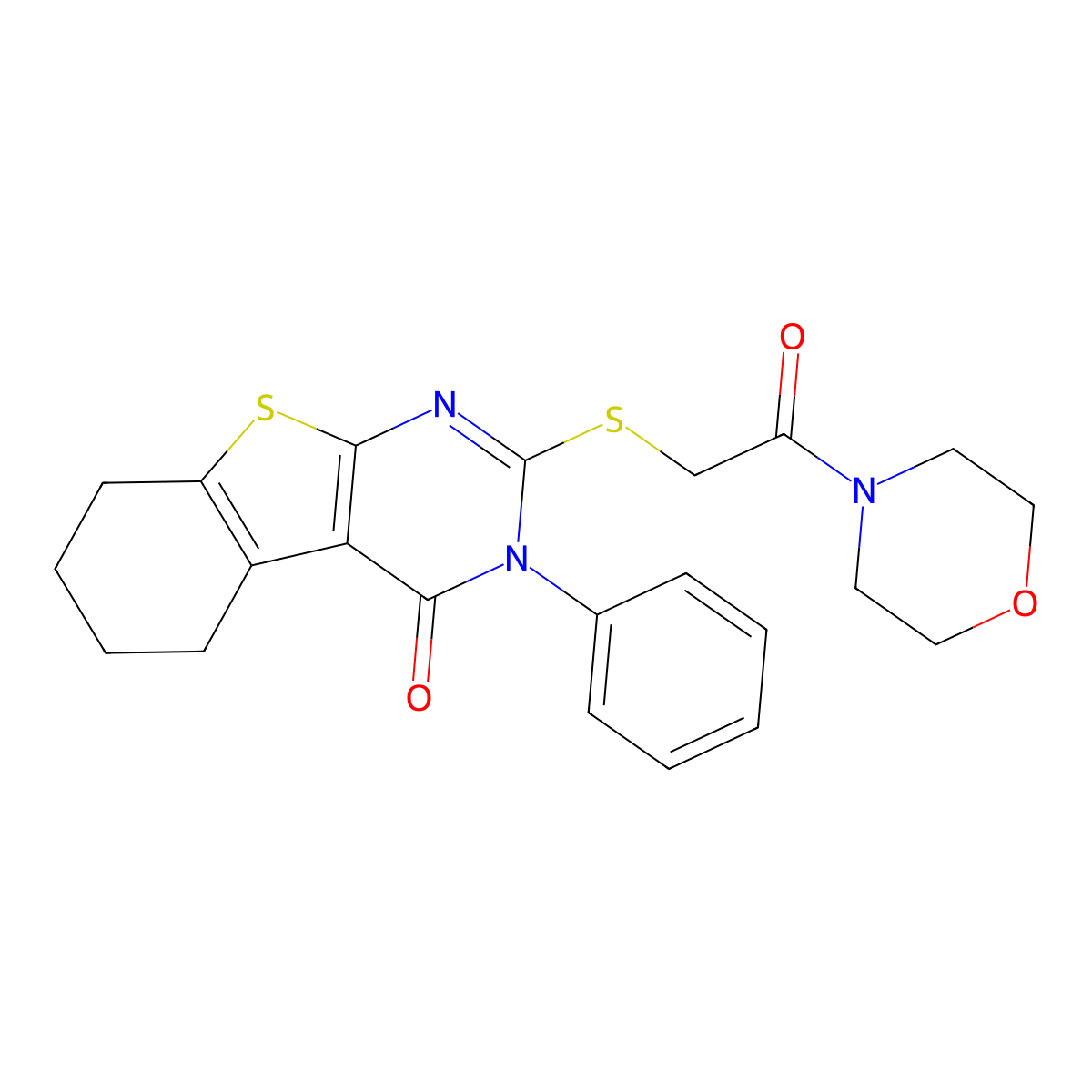 5-{[2-(Morpholin-4-yl)-2-oxoethyl]sulfanyl}-4-phenyl-8-thia-4,6-diazatricyclo[7.4.0.0^{2,7}]trideca-1(9),2(7),5-trien-3-one molecular structure, CAS 325821-50-9