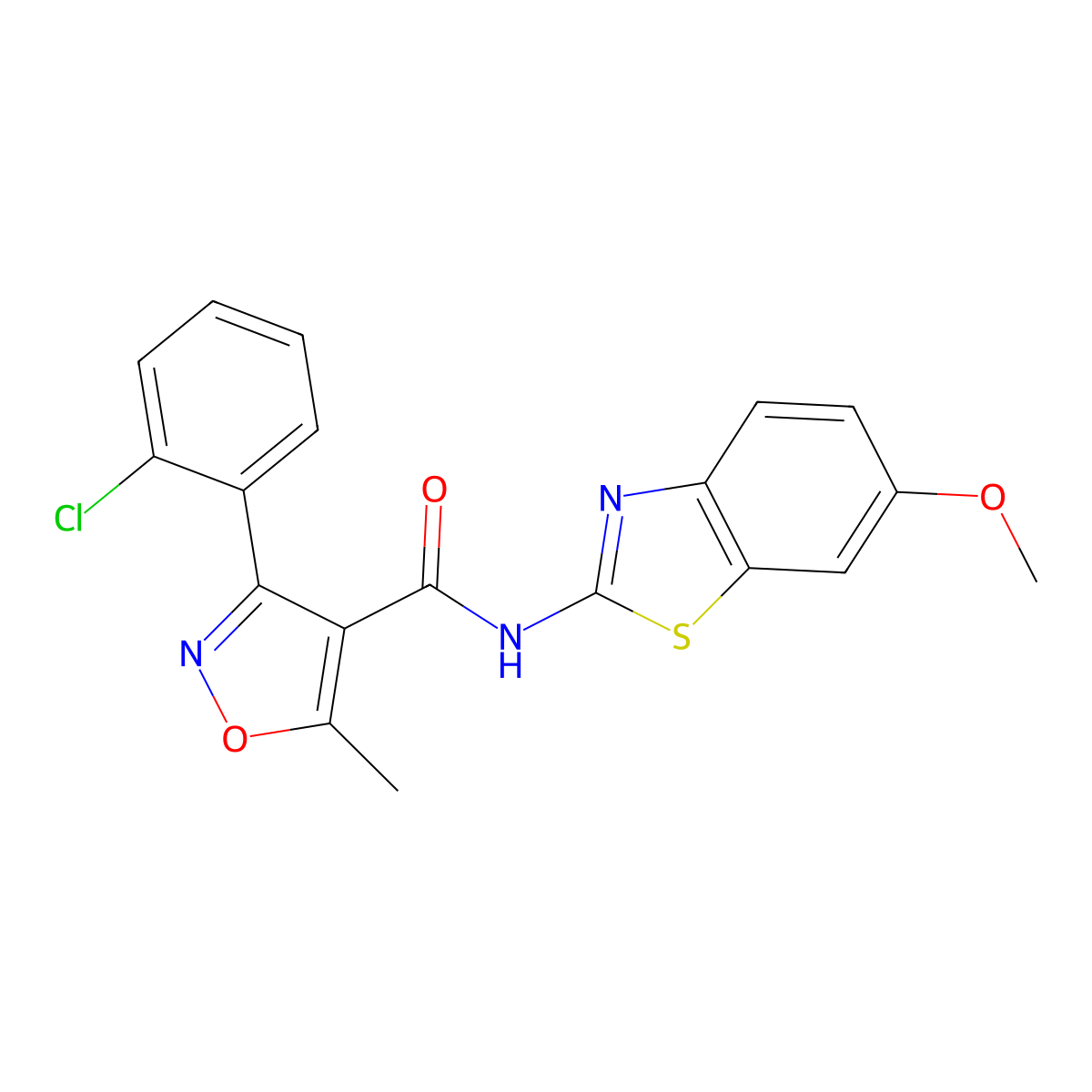 3-(2-chlorophenyl)-N-(6-methoxy-1,3-benzothiazol-2-yl)-5-methyl-1,2-oxazole-4-carboxamide molecular structure, CAS 325821-72-5