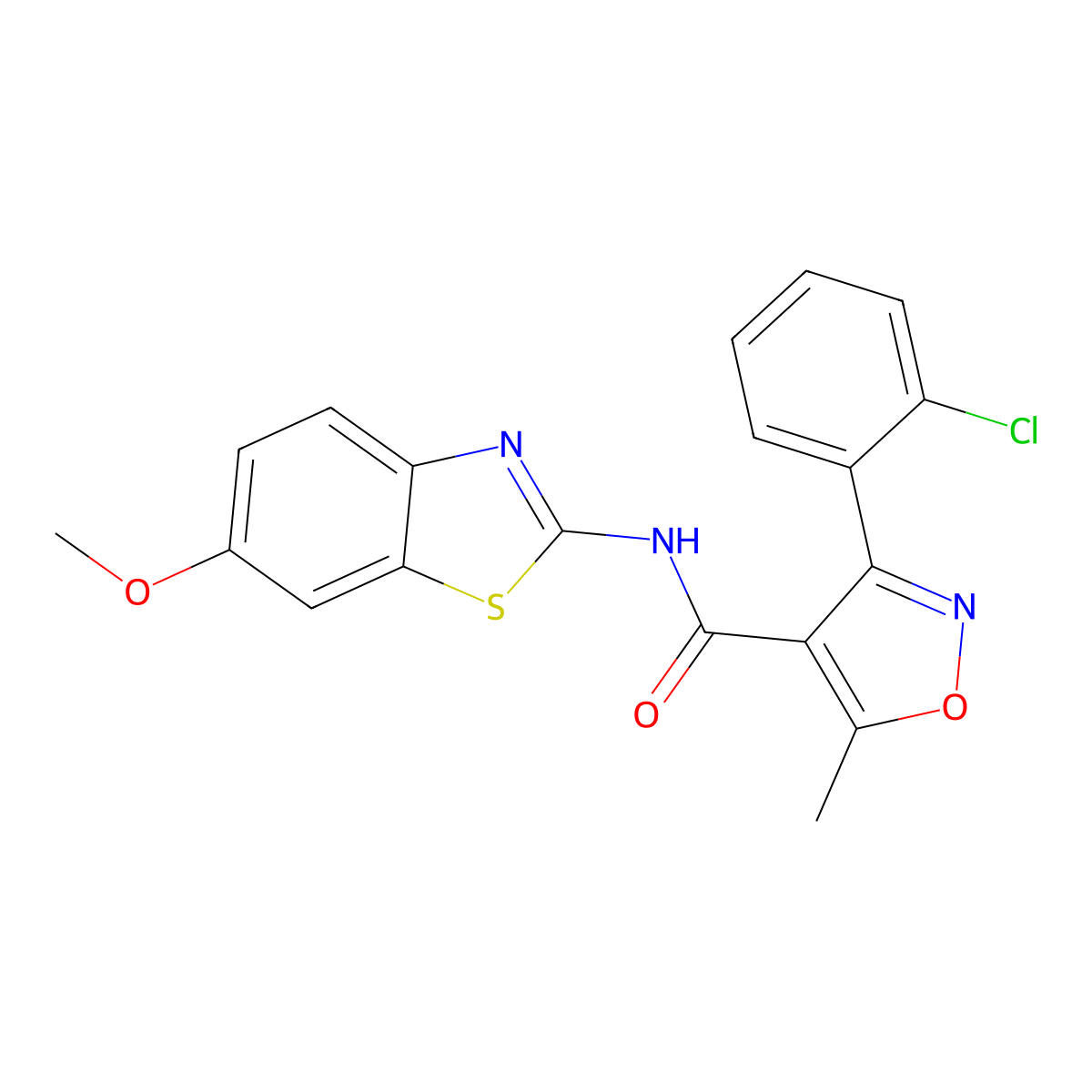3-(2-chlorophenyl)-N-(6-methoxy-1,3-benzothiazol-2-yl)-5-methyl-1,2-oxazole-4-carboxamide molecular structure, CAS 325821-72-5