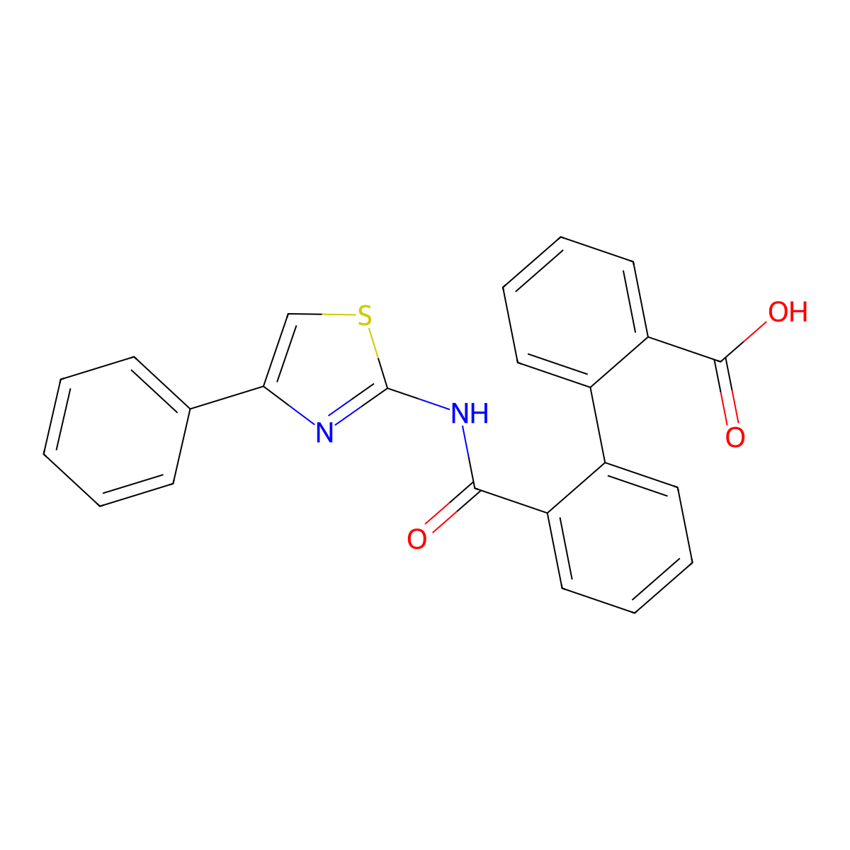 2'-(4-Phenyl-thiazol-2-ylcarbamoyl)-biphenyl-2-carboxylic acid molecular structure, CAS 325822-15-9