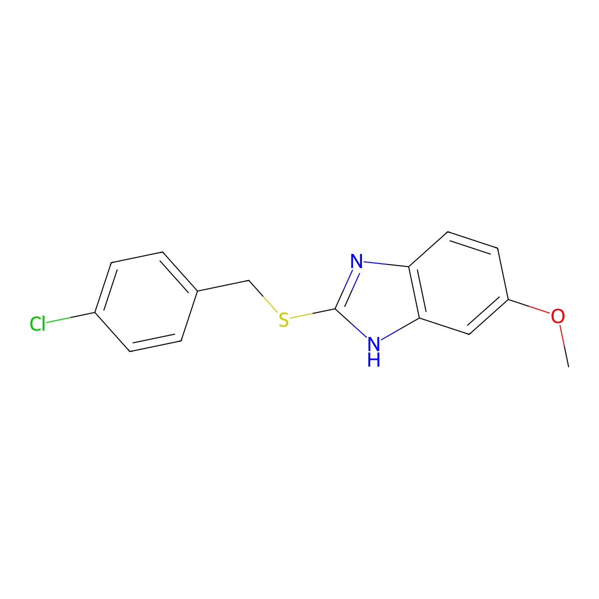 2-[(4-chlorophenyl)methylsulfanyl]-6-methoxy-1H-benzimidazole molecular structure, CAS 325822-30-8
