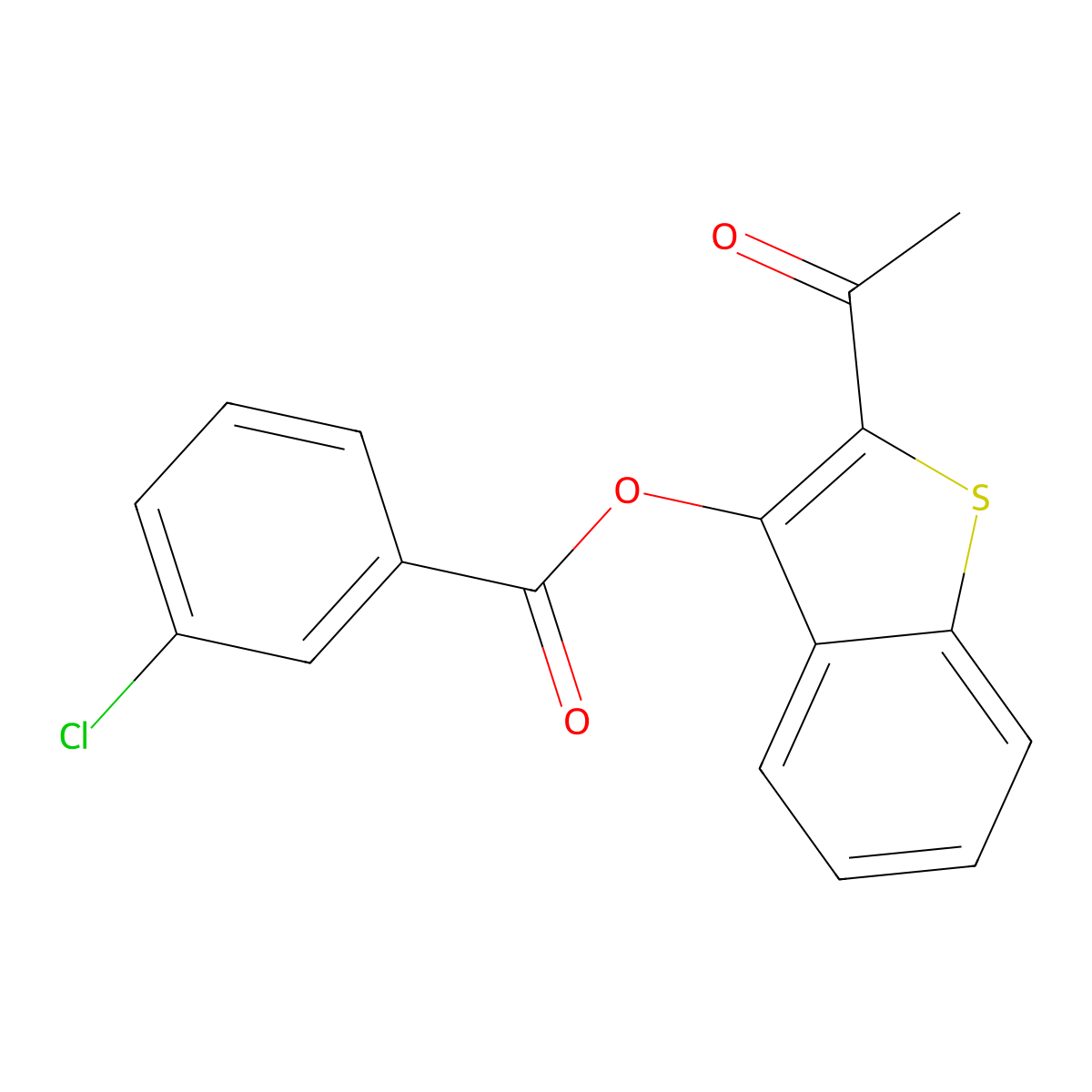 (2-Acetyl-1-benzothiophen-3-yl) 3-chlorobenzoate molecular structure, CAS 325822-41-1
