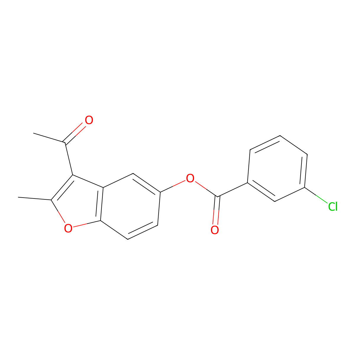 3-Acetyl-2-methyl-1-benzofuran-5-yl 3-chlorobenzoate molecular structure, CAS 325822-43-3