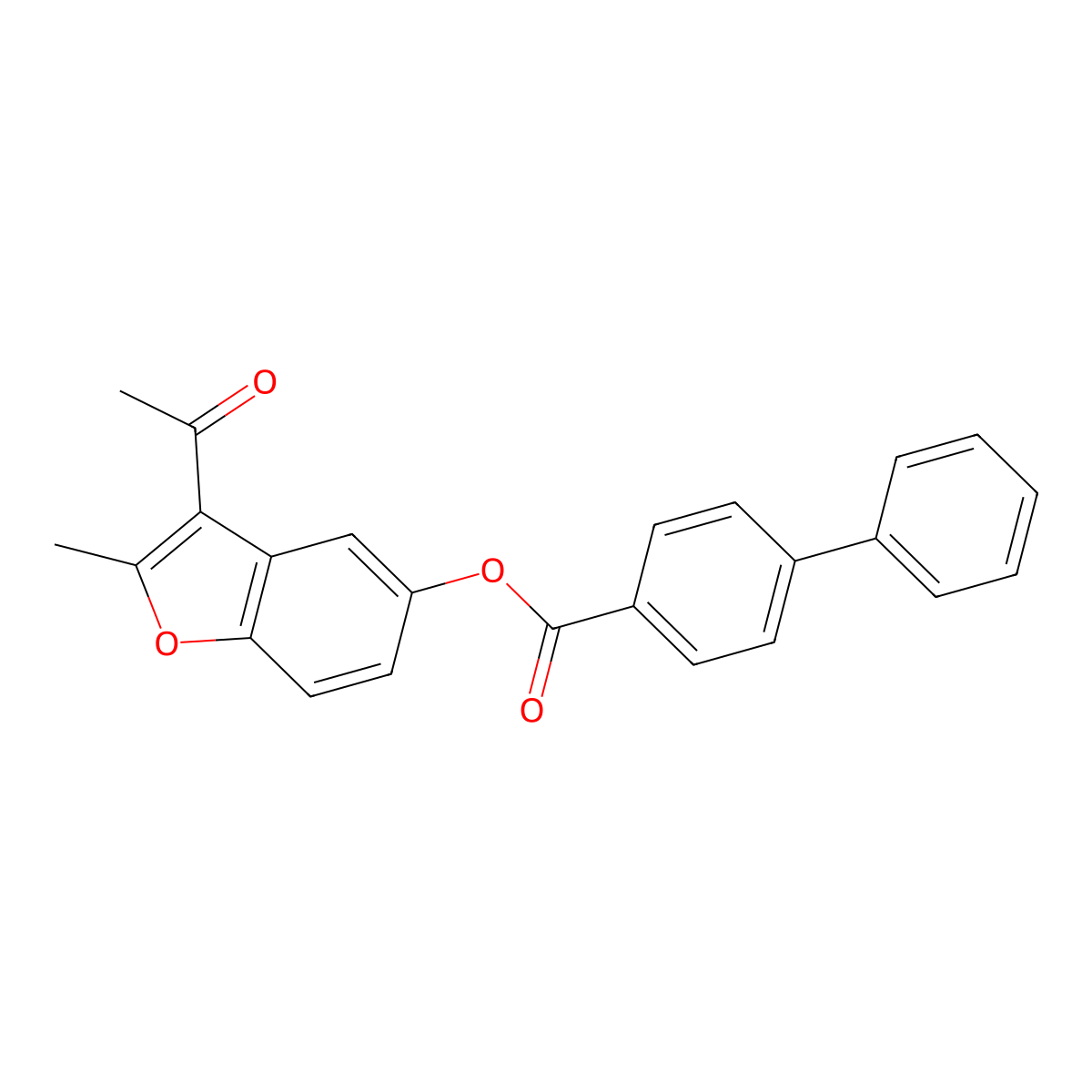 (3-Acetyl-2-methyl-1-benzofuran-5-yl) 4-phenylbenzoate molecular structure, CAS 325822-45-5