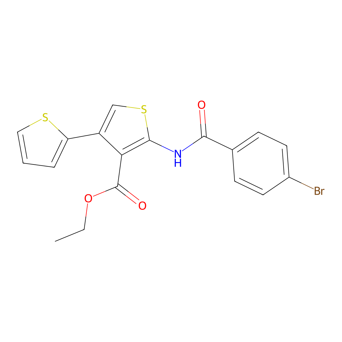 5-[(4-Bromobenzoyl)amino]-4-(ethoxycarbonyl)-2',3-bithiophene molecular structure, CAS 325822-47-7