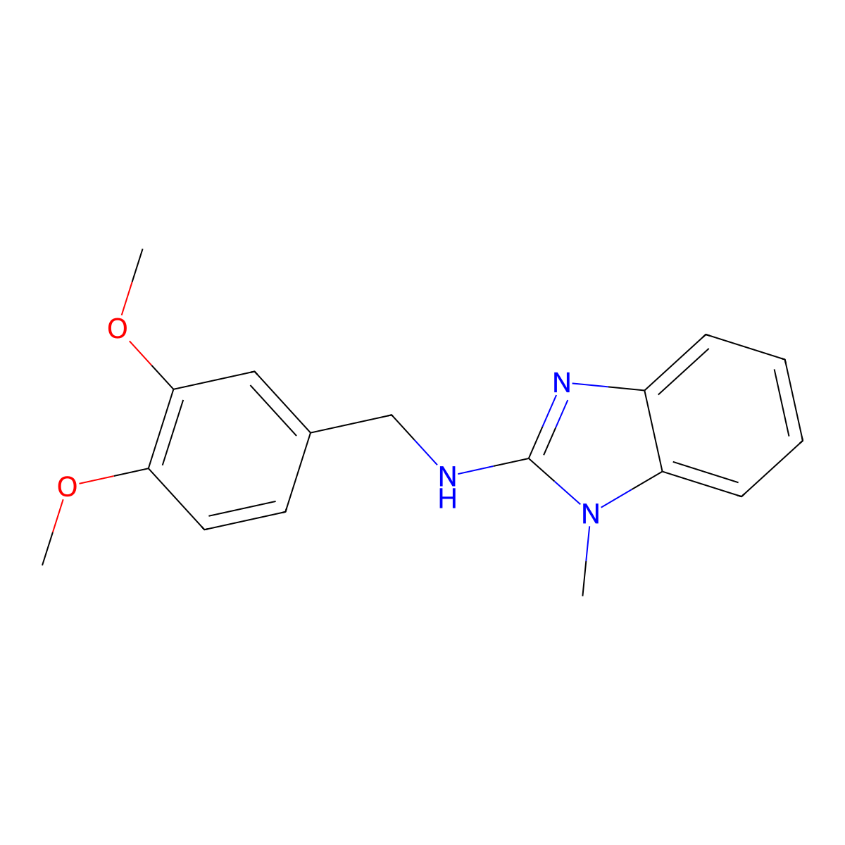 N-[(3,4-dimethoxyphenyl)methyl]-1-methylbenzimidazol-2-amine molecular structure, CAS 325822-51-3