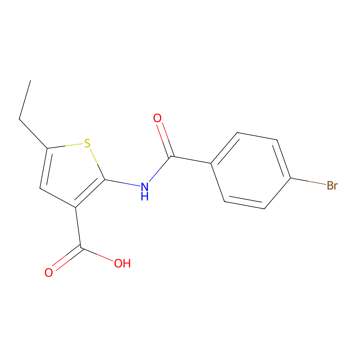 2-(4-Bromobenzamido)-5-ethylthiophene-3-carboxylic acid molecular structure, CAS 325822-60-4