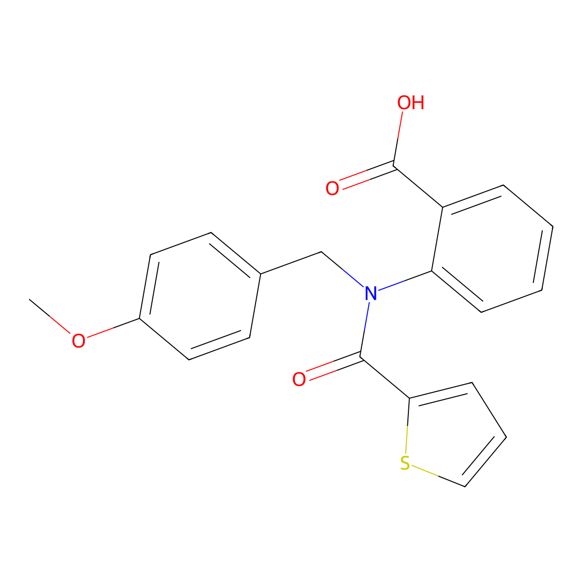 2-[(4-Methoxybenzyl)(2-thienylcarbonyl)amino]benzoic acid molecular structure, CAS 325822-80-8
