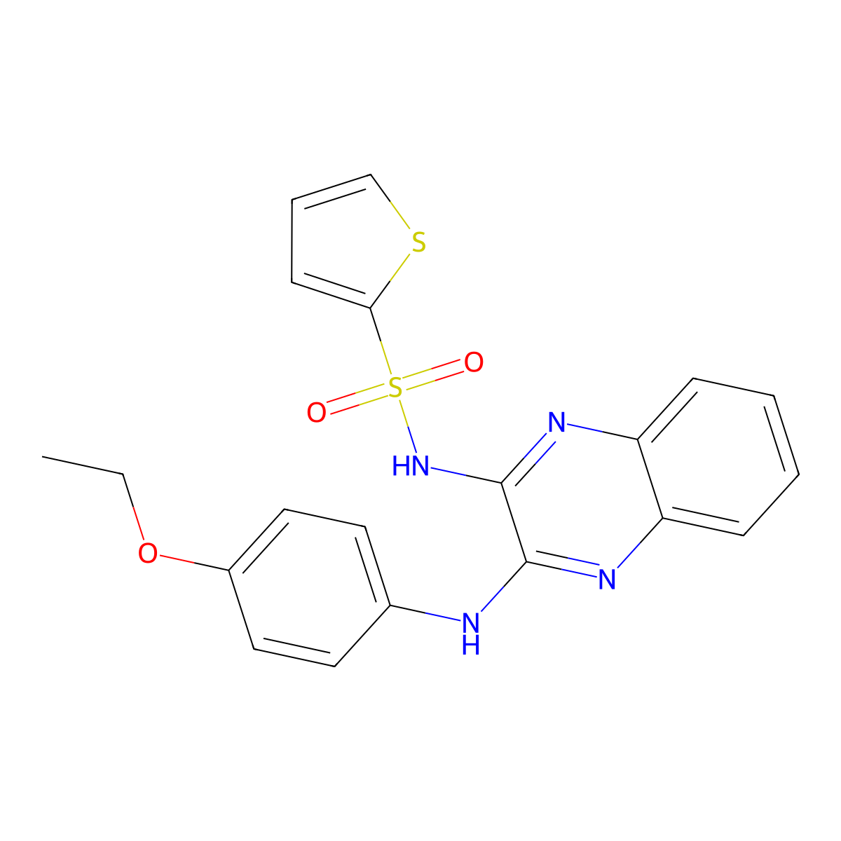 N-{3-[(4-ethoxyphenyl)amino]quinoxalin-2-yl}thiophene-2-sulfonamide molecular structure, CAS 325822-83-1