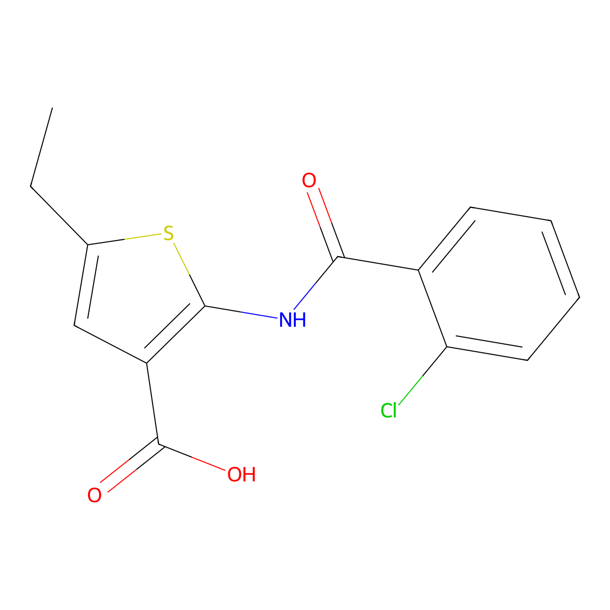 2-(2-Chlorobenzamido)-5-ethylthiophene-3-carboxylic acid molecular structure, CAS 325823-00-5