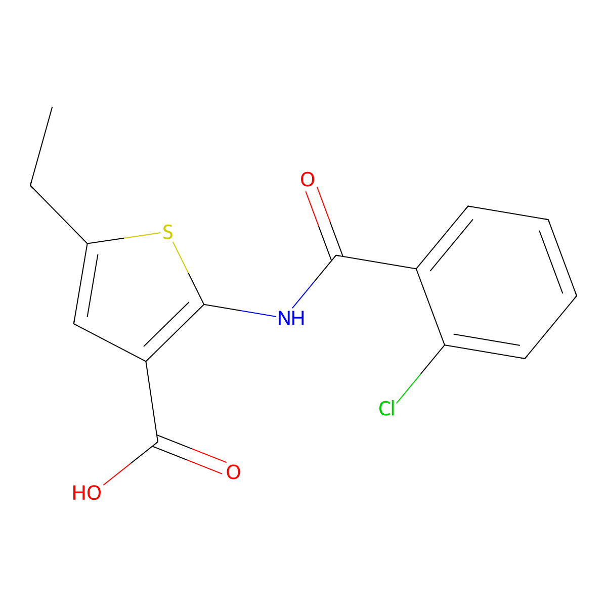 2-(2-Chlorobenzamido)-5-ethylthiophene-3-carboxylic acid molecular structure, CAS 325823-00-5