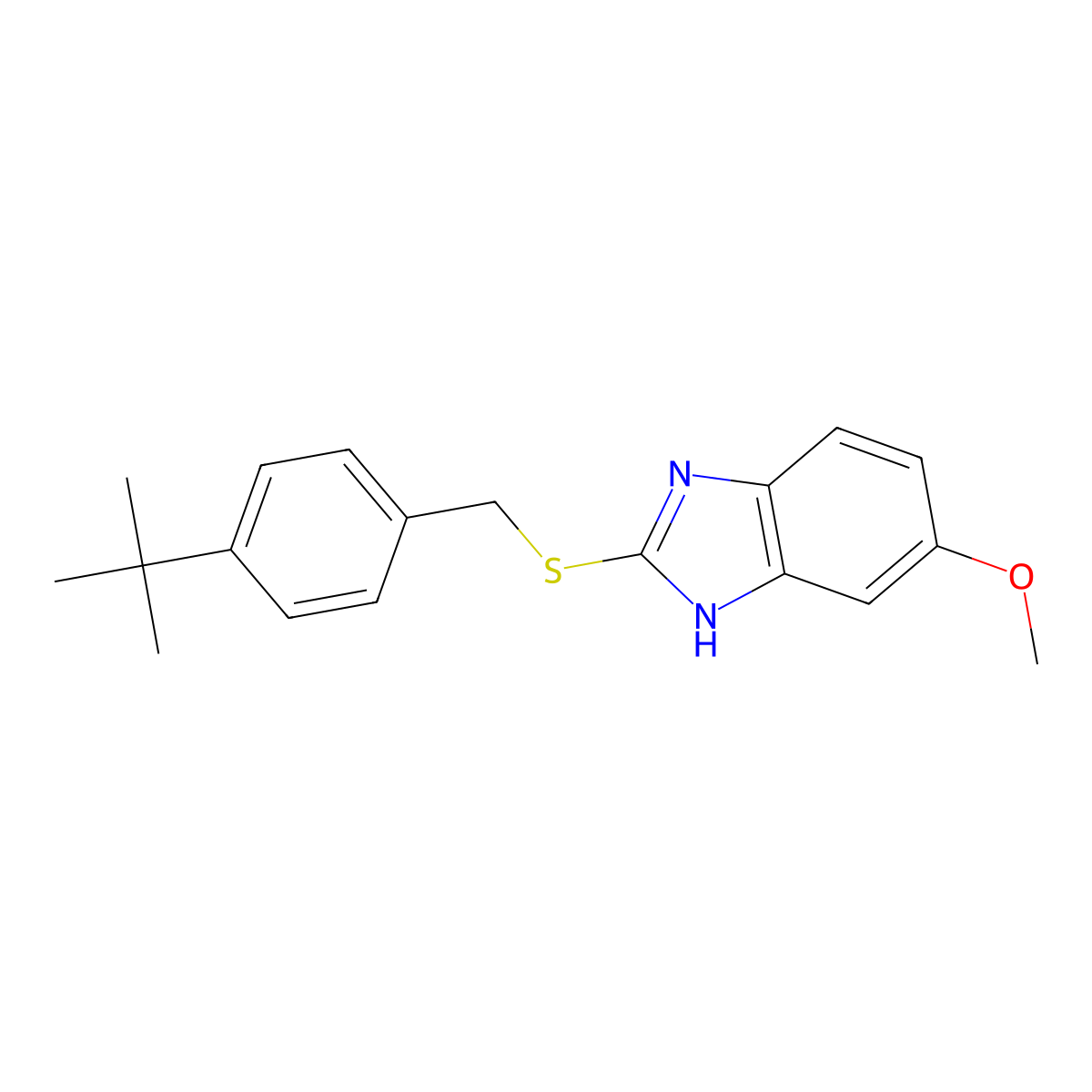 2-[(4-tert-butylbenzyl)sulfanyl]-5-methoxy-1H-benzimidazole molecular structure, CAS 325823-05-0