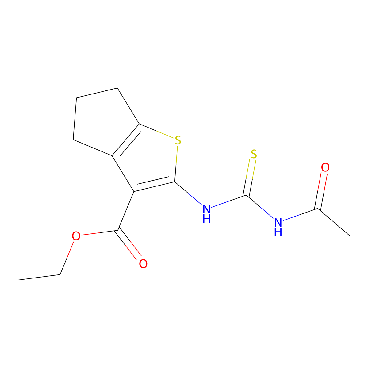ethyl 2-{[(acetylamino)carbothioyl]amino}-5,6-dihydro-4H-cyclopenta[b]thiophene-3-carboxylate molecular structure, CAS 325823-13-0