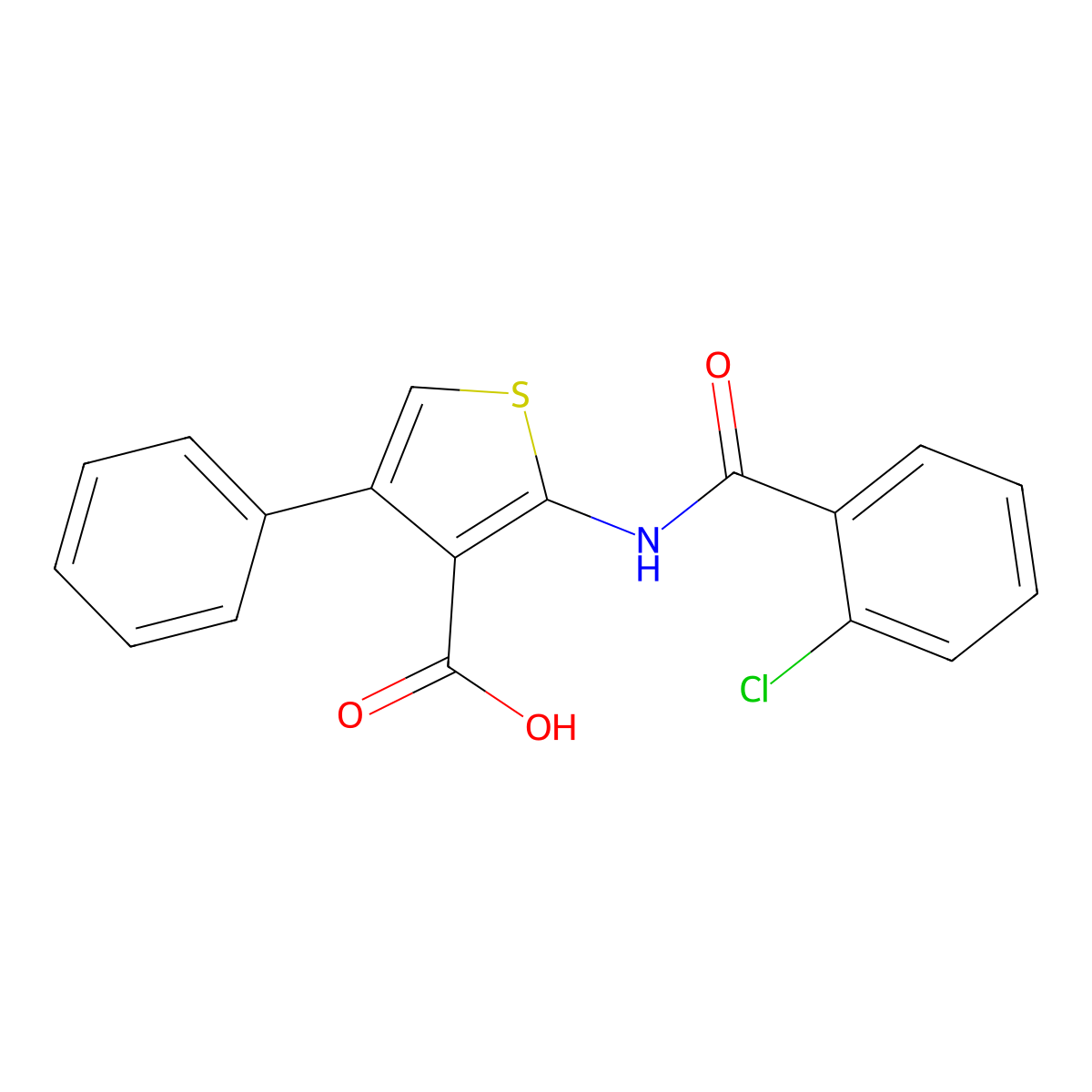 2-(2-Chlorobenzamido)-4-phenylthiophene-3-carboxylic acid molecular structure, CAS 325823-36-7