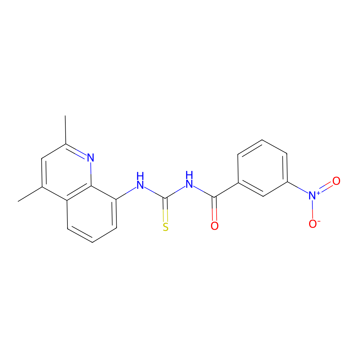 N-[(2,4-dimethylquinolin-8-yl)carbamothioyl]-3-nitrobenzamide molecular structure, CAS 325823-41-4