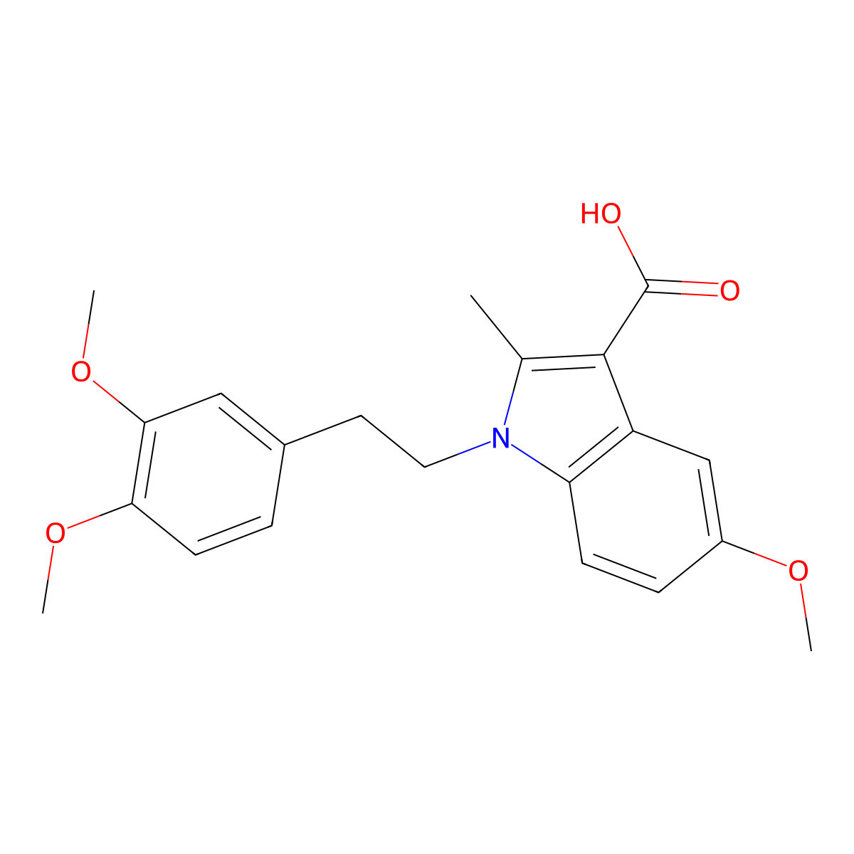 1-[2-(3,4-Dimethoxyphenyl)ethyl]-5-methoxy-2-methylindole-3-carboxylic acid molecular structure, CAS 325823-47-0