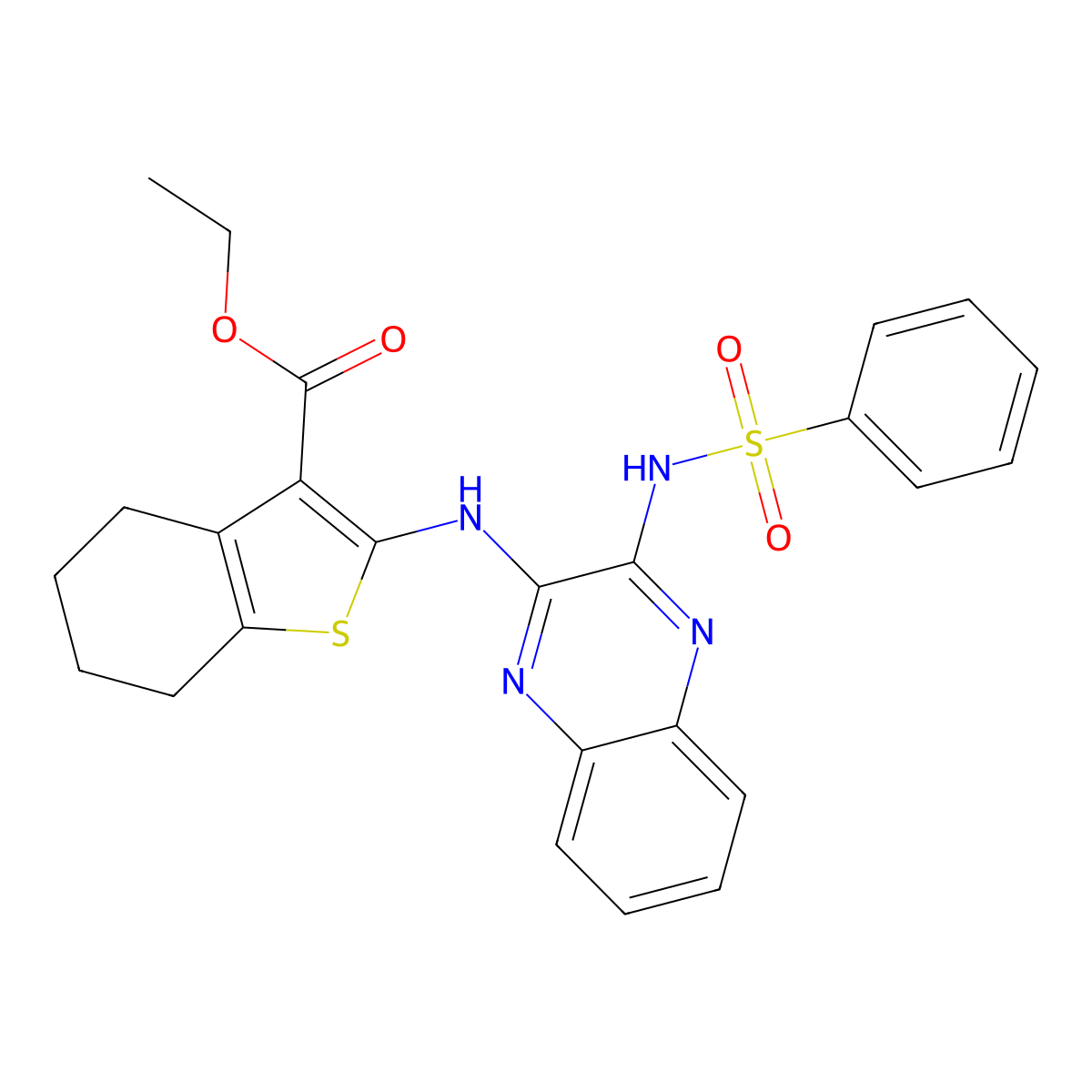 Ethyl 2-[[3-(benzenesulfonamido)quinoxalin-2-yl]amino]-4,5,6,7-tetrahydro-1-benzothiophene-3-carboxylate molecular structure, CAS 325831-13-8