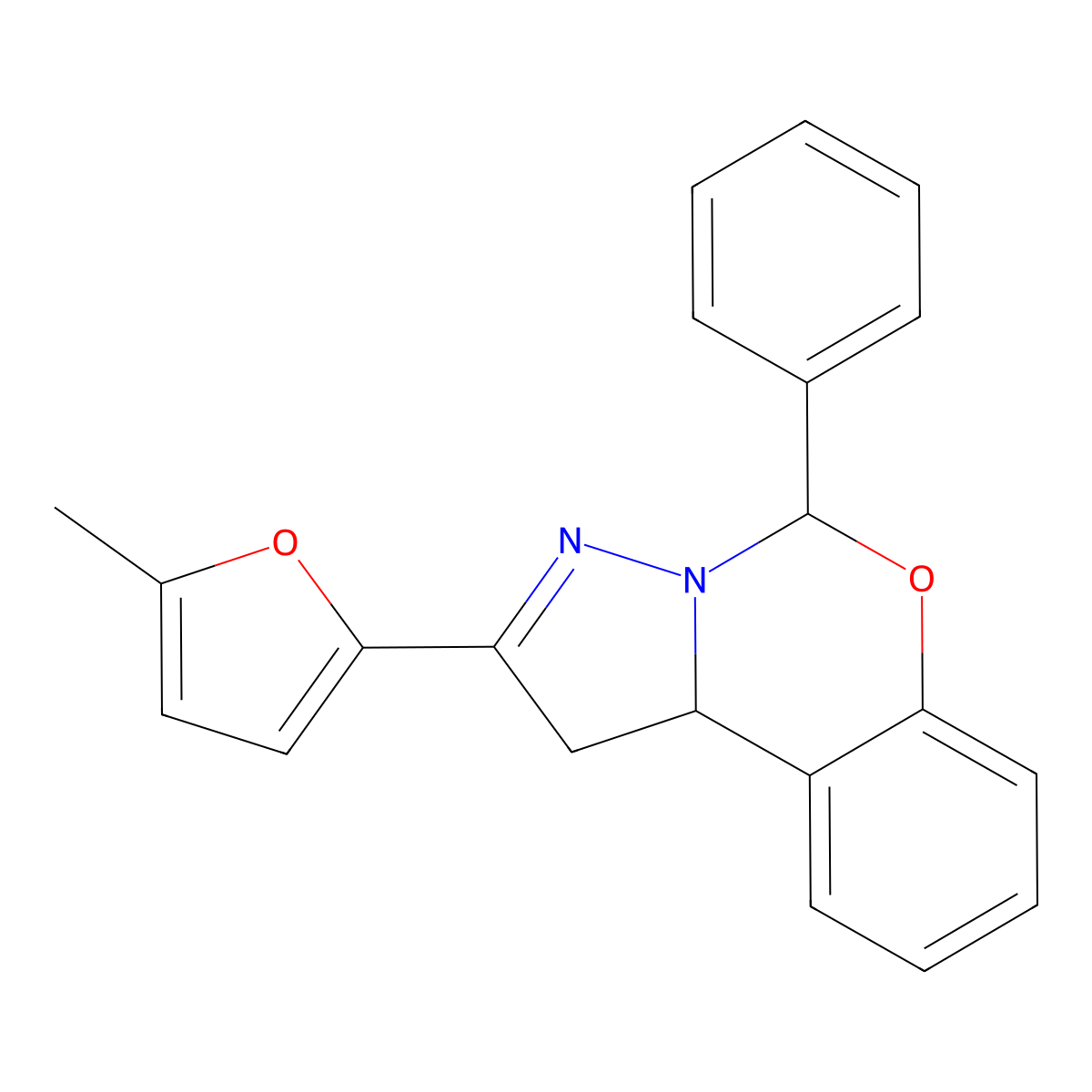2-(5-Methyl-2-furyl)-5-phenyl-1,10b-dihydropyrazolo[1,5-c][1,3]benzoxazine molecular structure, CAS 325831-45-6