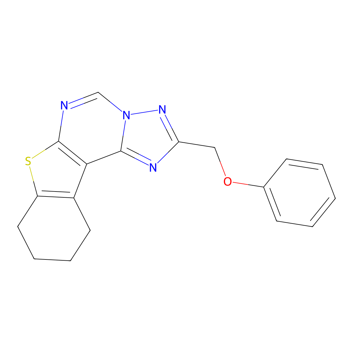 2-(Phenoxymethyl)-8,9,10,11-tetrahydro[1]benzothieno[3,2-e][1,2,4]triazolo[1,5-c]pyrimidine molecular structure, CAS 325831-90-1
