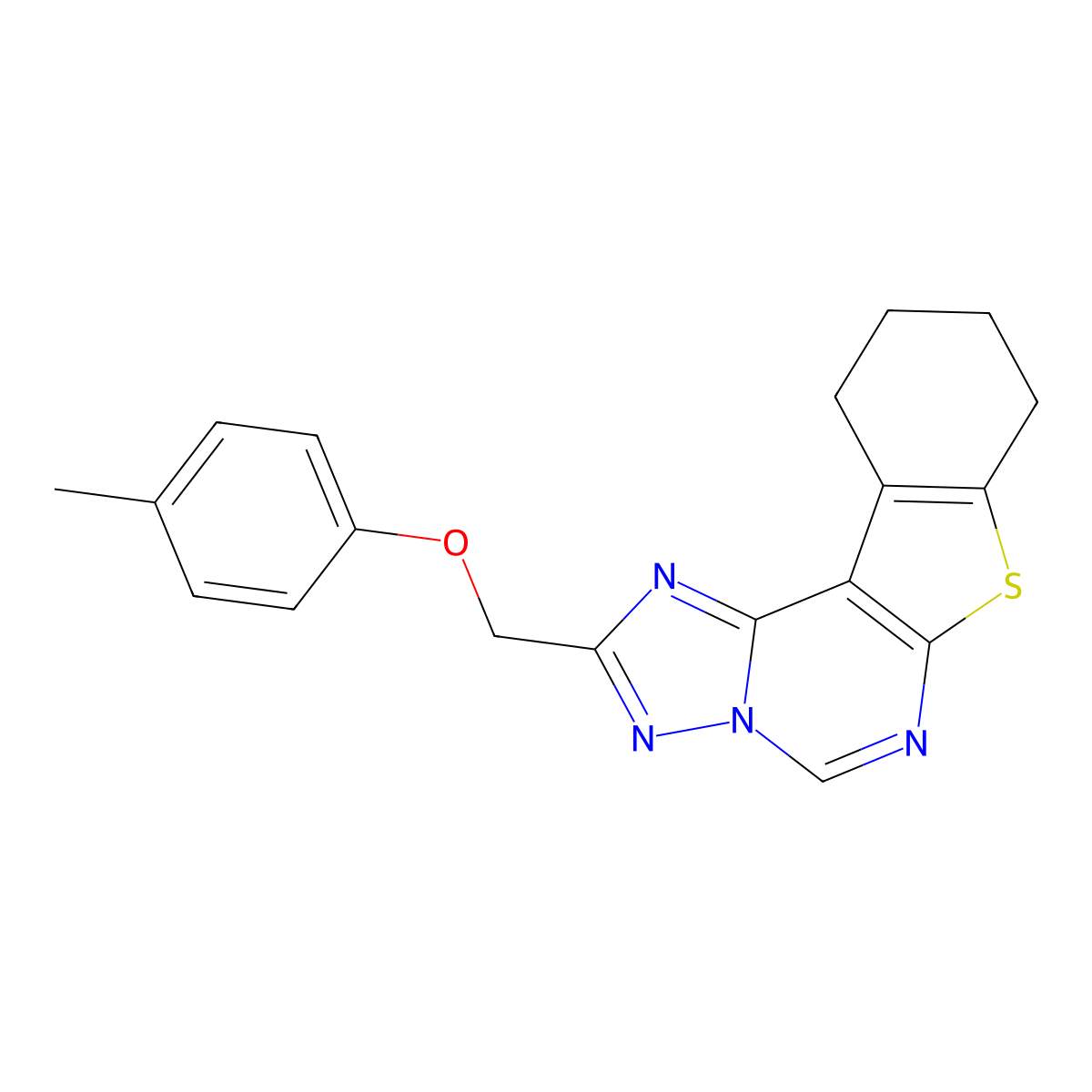 2-[(4-Methylphenoxy)methyl]-8,9,10,11-tetrahydro[1]benzothieno[3,2-e][1,2,4]triazolo[1,5-c]pyrimidine molecular structure, CAS 325831-91-2