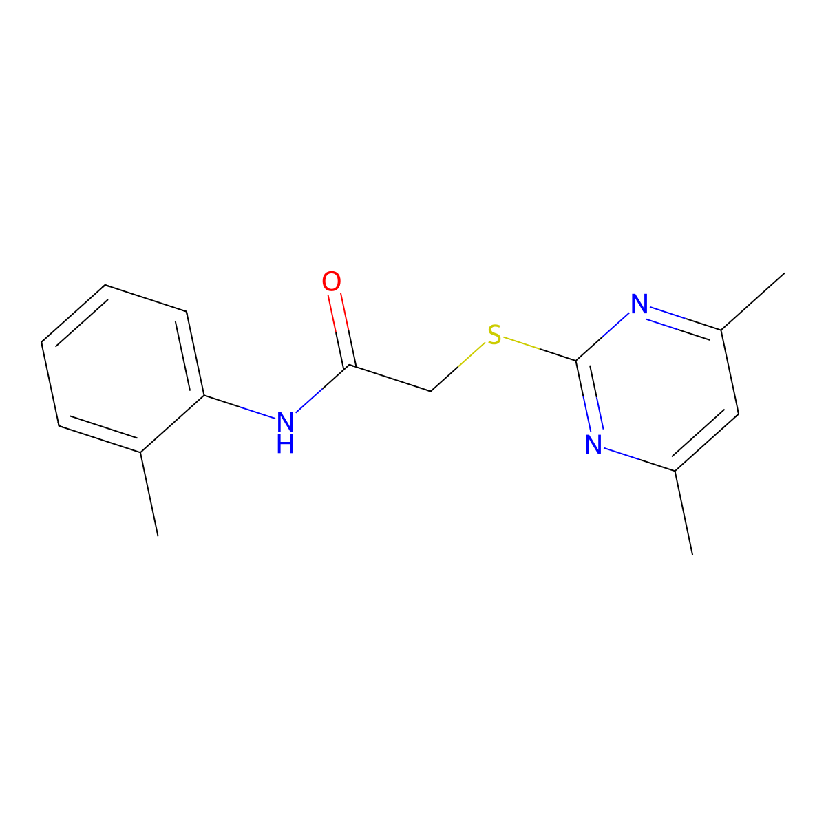 2-((4,6-Dimethylpyrimidin-2-yl)thio)-N-(o-tolyl)acetamide molecular structure, CAS 325832-08-4