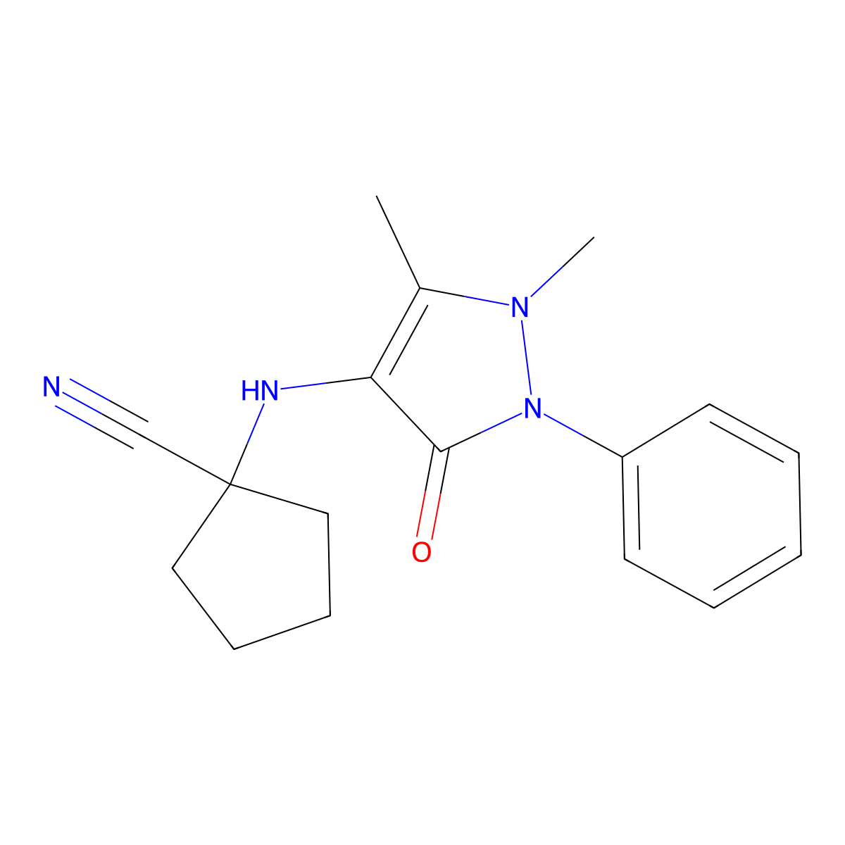1-[(1,5-Dimethyl-3-oxo-2-phenylpyrazol-4-yl)amino]cyclopentane-1-carbonitrile molecular structure, CAS 325832-55-1