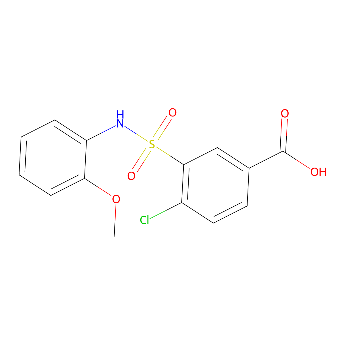 4-chloro-3-[(2-methoxyphenyl)sulfamoyl]benzoic Acid molecular structure, CAS 325832-92-6