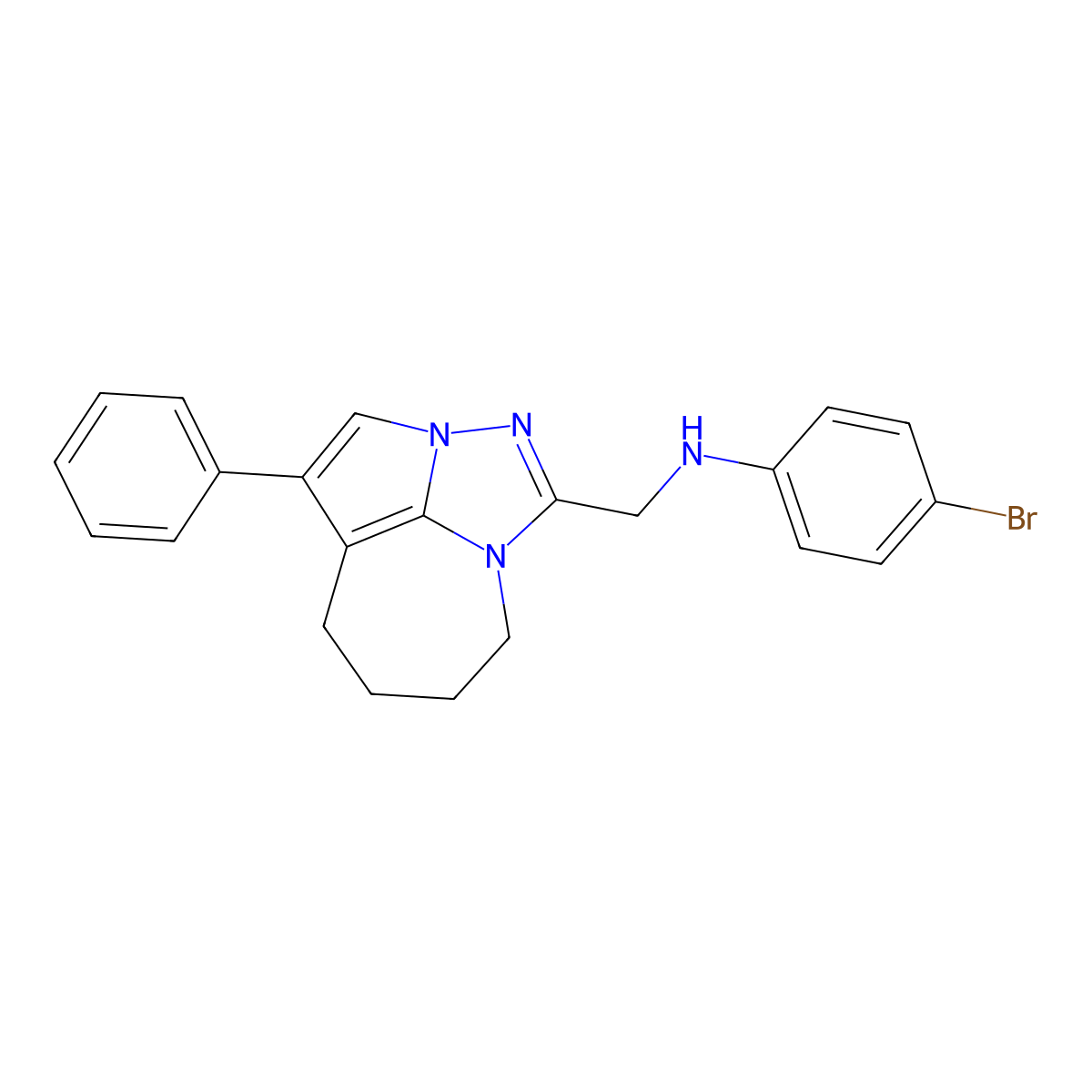 4-bromo-N-((1-phenyl-5,6,7,8-tetrahydro-2a,3,4a-triazacyclopenta[cd]azulen-4-yl)methyl)aniline molecular structure, CAS 325833-98-5