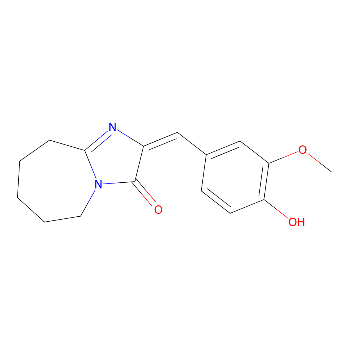 2-[(4-hydroxy-3-methoxyphenyl)methylidene]-2H,3H,5H,6H,7H,8H,9H-imidazo[1,2-a]azepin-3-one molecular structure, CAS 325834-00-2