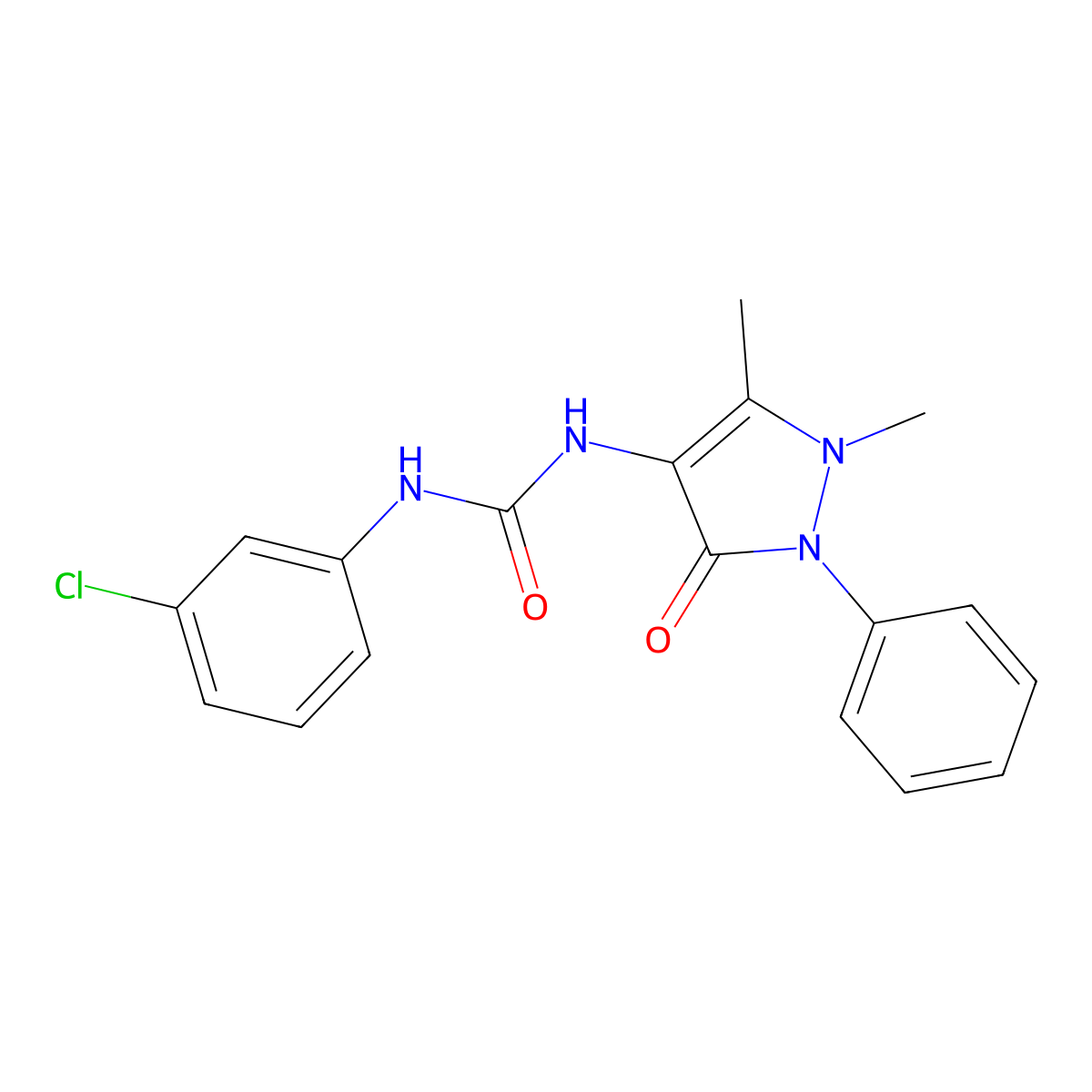 1-(3-chlorophenyl)-3-(1,5-dimethyl-3-oxo-2-phenyl-2,3-dihydro-1H-pyrazol-4-yl)urea molecular structure, CAS 325850-26-8