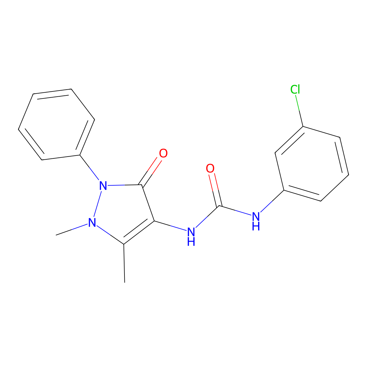 1-(3-chlorophenyl)-3-(1,5-dimethyl-3-oxo-2-phenyl-2,3-dihydro-1H-pyrazol-4-yl)urea molecular structure, CAS 325850-26-8