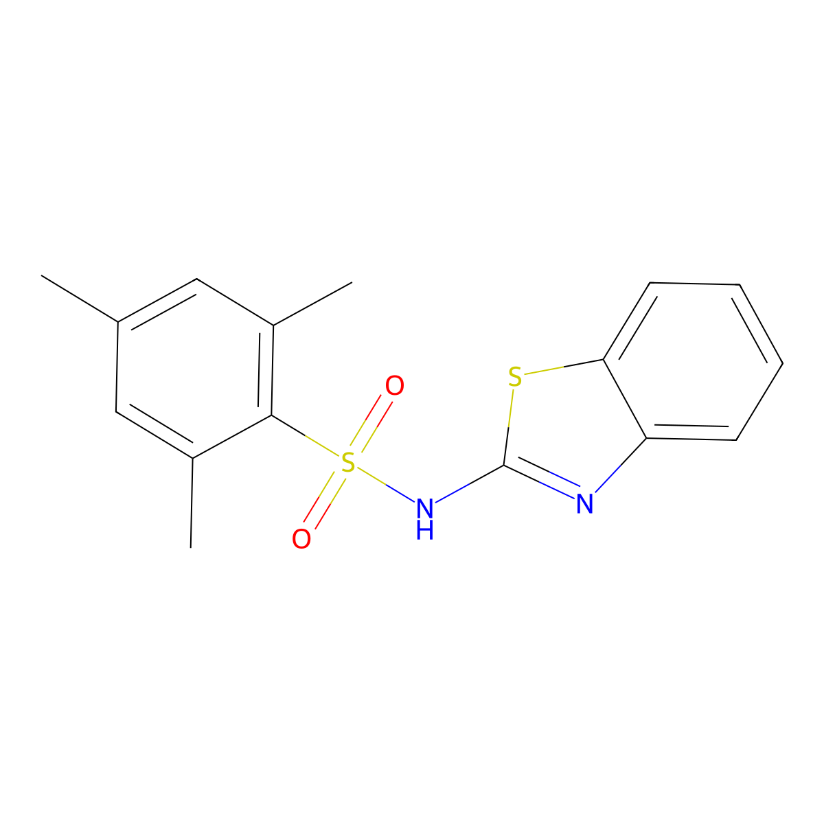 N-(1,3-benzothiazol-2-yl)-2,4,6-trimethylbenzenesulfonamide molecular structure, CAS 325851-01-2
