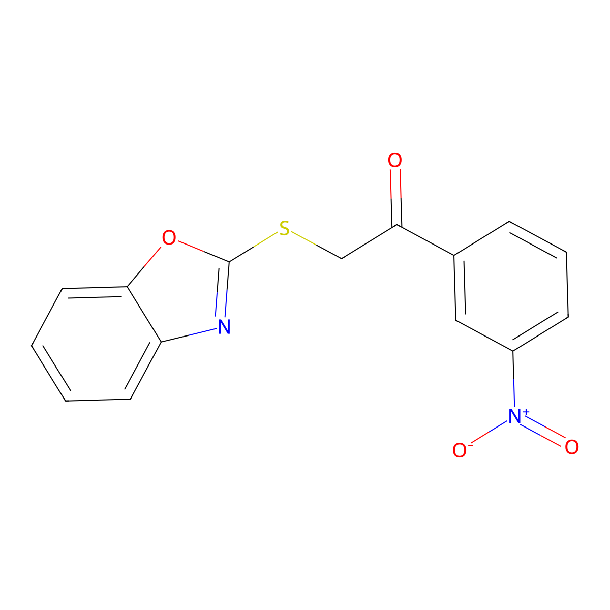 2-(2-Benzoxazolylthio)-1-(3-nitrophenyl)ethanone molecular structure, CAS 325851-60-3