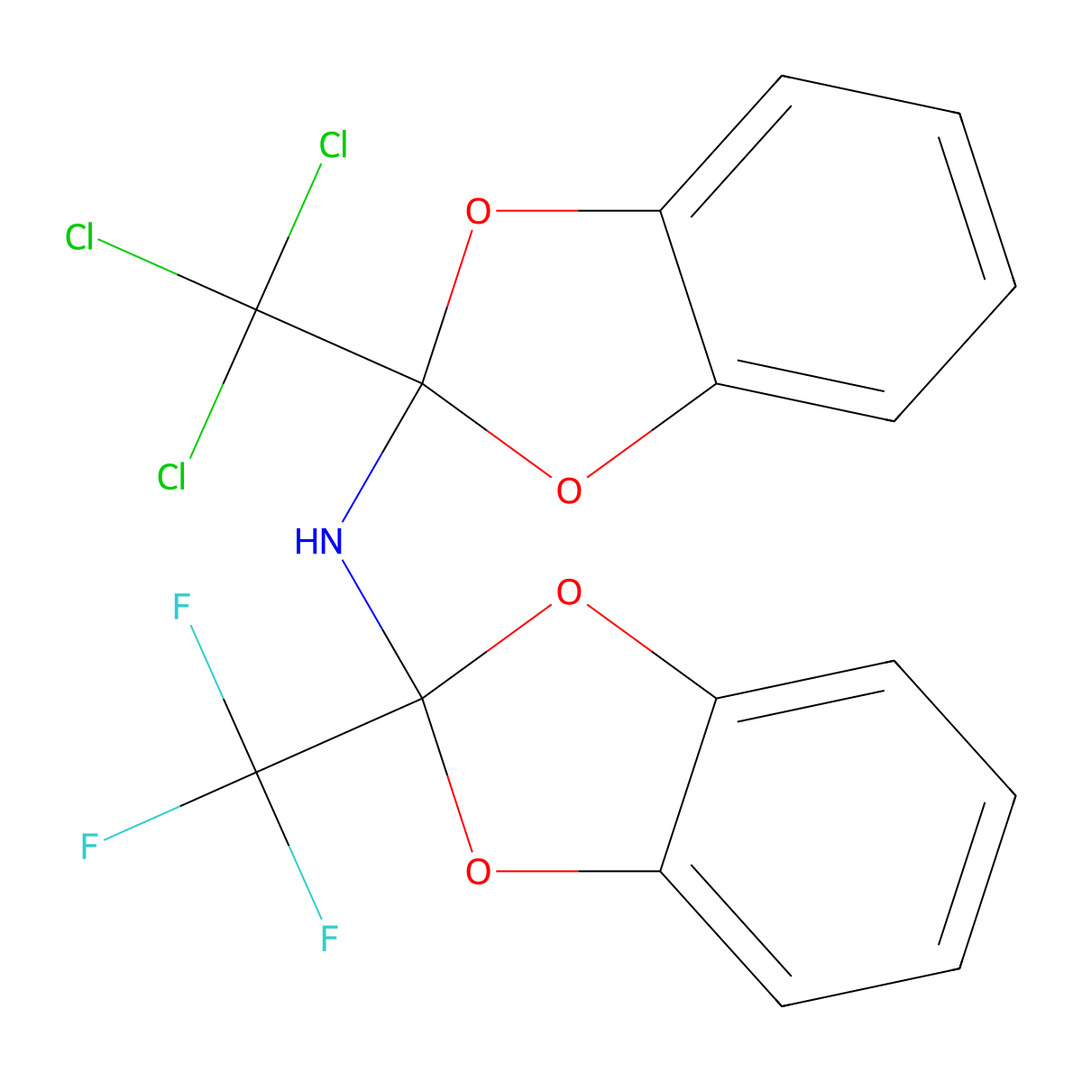 N-[2-(trichloromethyl)-1,3-benzodioxol-2-yl]-2-(trifluoromethyl)-1,3-benzodioxol-2-amine molecular structure, CAS 325852-04-8