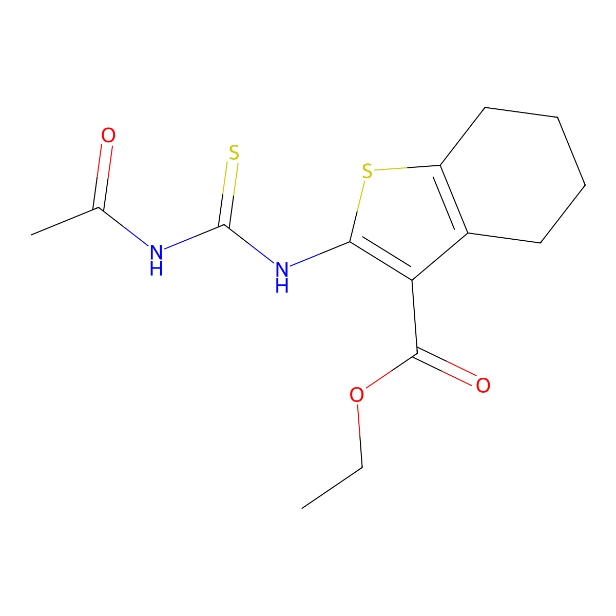 Ethyl 2-(acetylcarbamothioylamino)-4,5,6,7-tetrahydro-1-benzothiophene-3-carboxylate molecular structure, CAS 325852-07-1