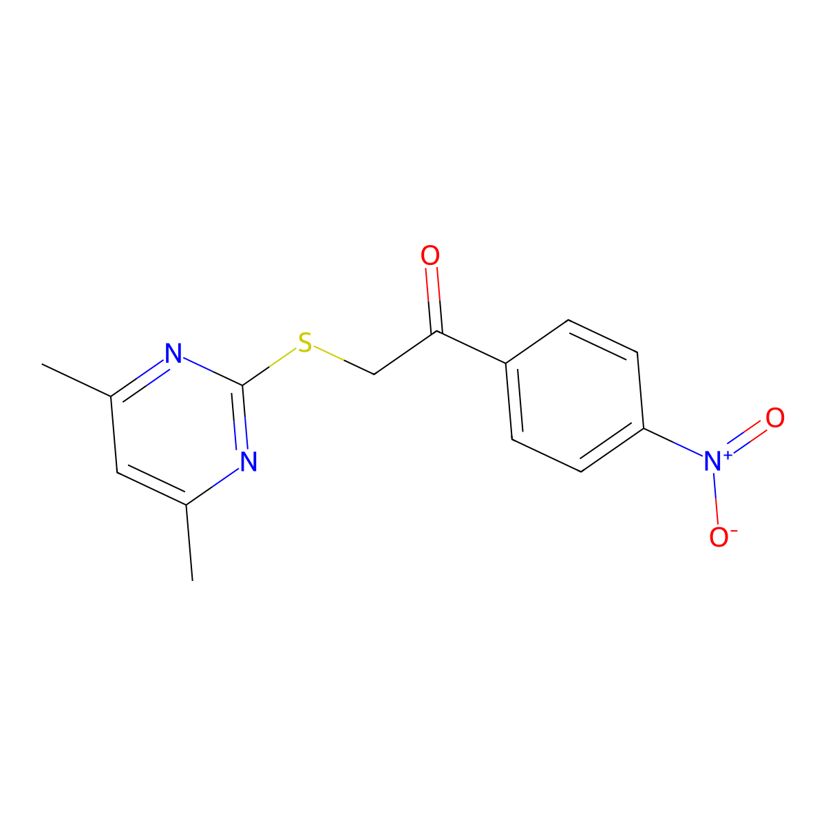 2-(4,6-Dimethylpyrimidin-2-yl)sulfanyl-1-(4-nitrophenyl)ethanone molecular structure, CAS 325852-56-0