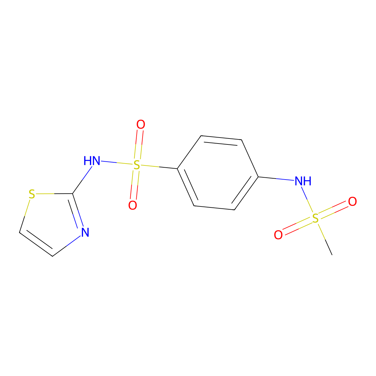 4-(methanesulfonamido)-N-(1,3-thiazol-2-yl)benzenesulfonamide molecular structure, CAS 325852-70-8