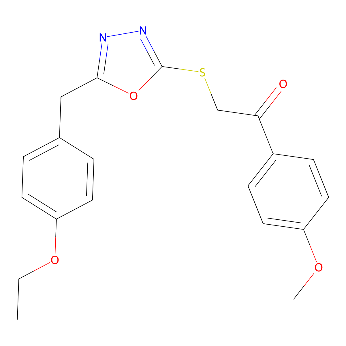 2-((5-(4-Ethoxybenzyl)-1,3,4-oxadiazol-2-yl)thio)-1-(4-methoxyphenyl)ethanone molecular structure, CAS 325853-73-4