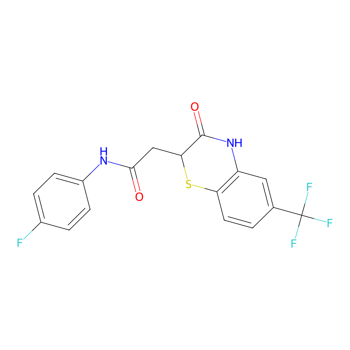 N-(4-fluorophenyl)-2-[3-oxo-6-(trifluoromethyl)-3,4-dihydro-2H-1,4-benzothiazin-2-yl]acetamide molecular structure, CAS 325854-82-8