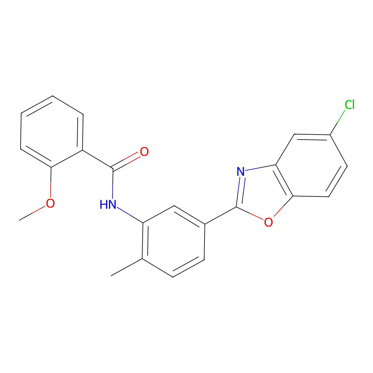 N-[5-(5-chloro-1,3-benzoxazol-2-yl)-2-methylphenyl]-2-methoxybenzamide molecular structure, CAS 325856-41-5