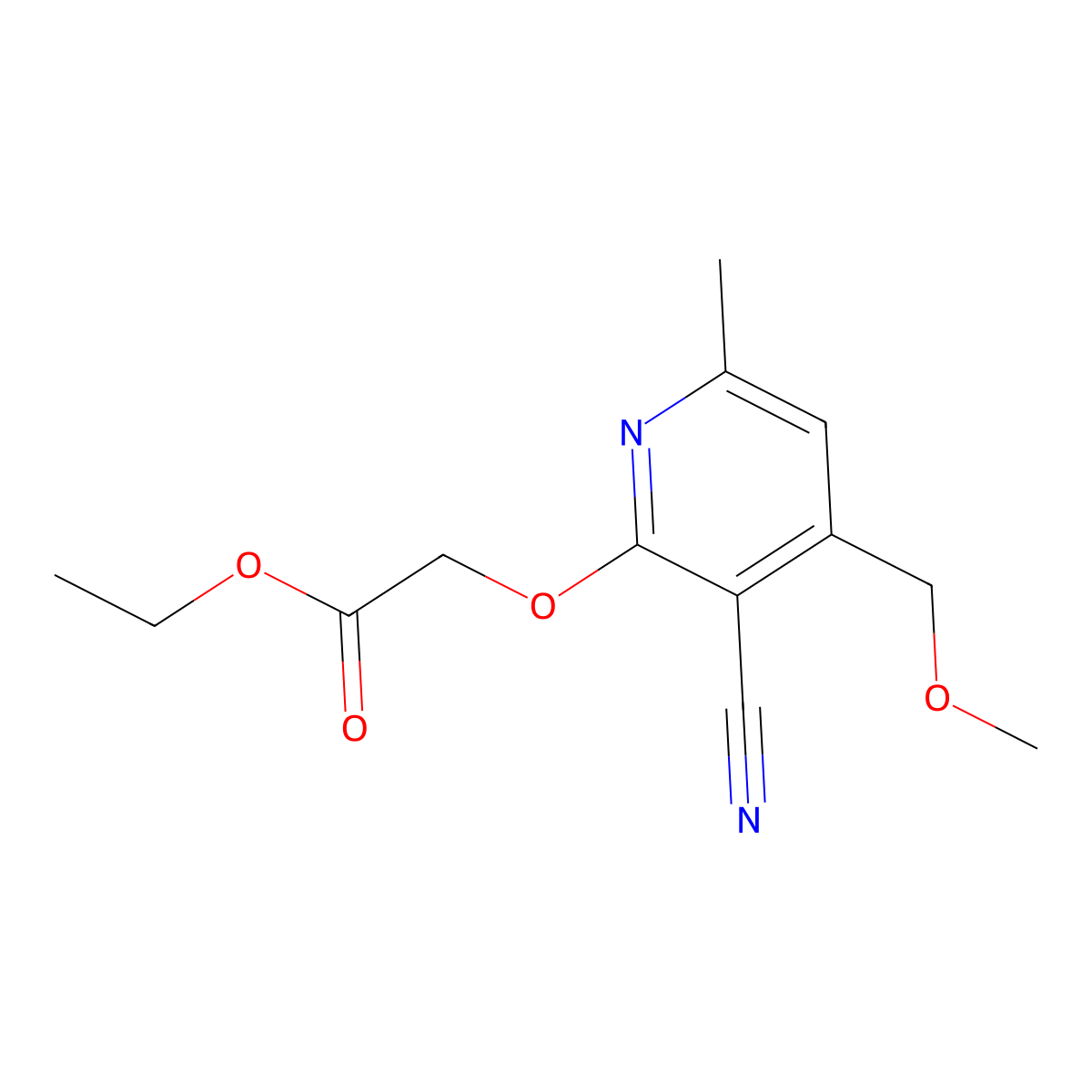 Ethyl {[3-cyano-4-(methoxymethyl)-6-methylpyridin-2-yl]oxy}acetate molecular structure, CAS 325856-54-0