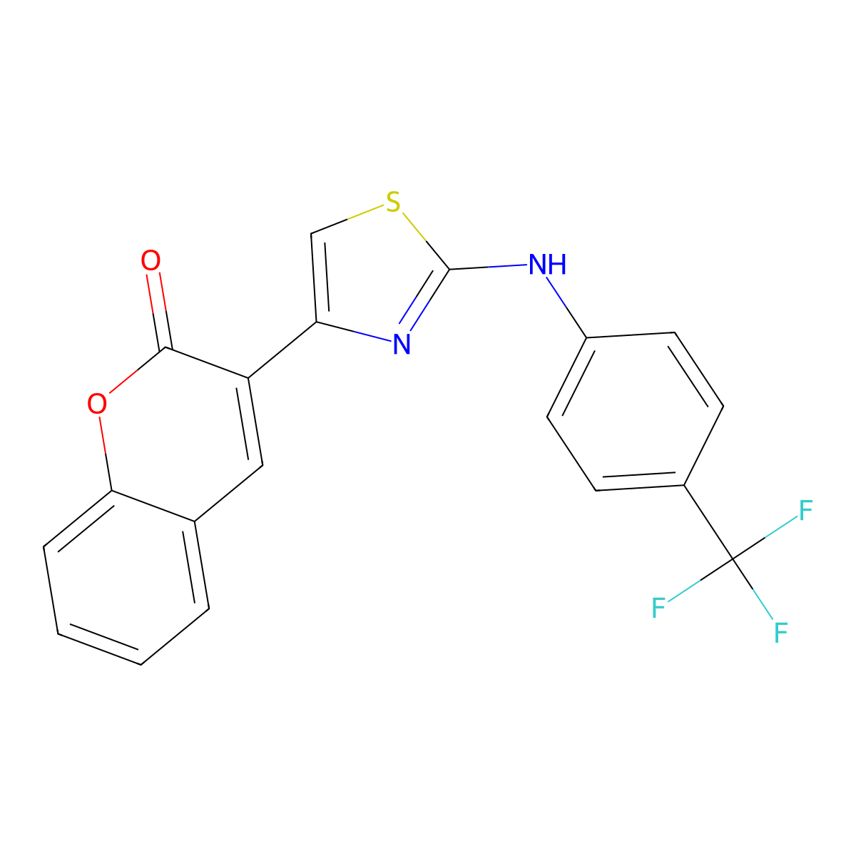 3-(2-{[4-(trifluoromethyl)phenyl]amino}-1,3-thiazol-4-yl)-2H-chromen-2-one molecular structure, CAS 325856-64-2