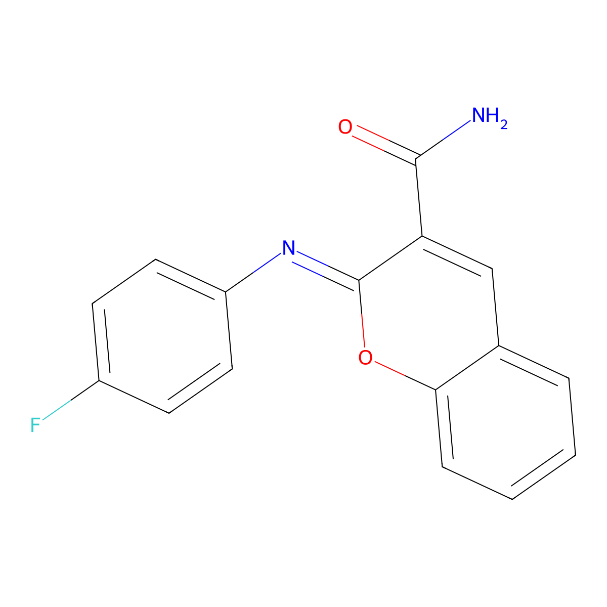 (2Z)-2-[(4-fluorophenyl)imino]-2H-chromene-3-carboxamide molecular structure, CAS 325856-70-0