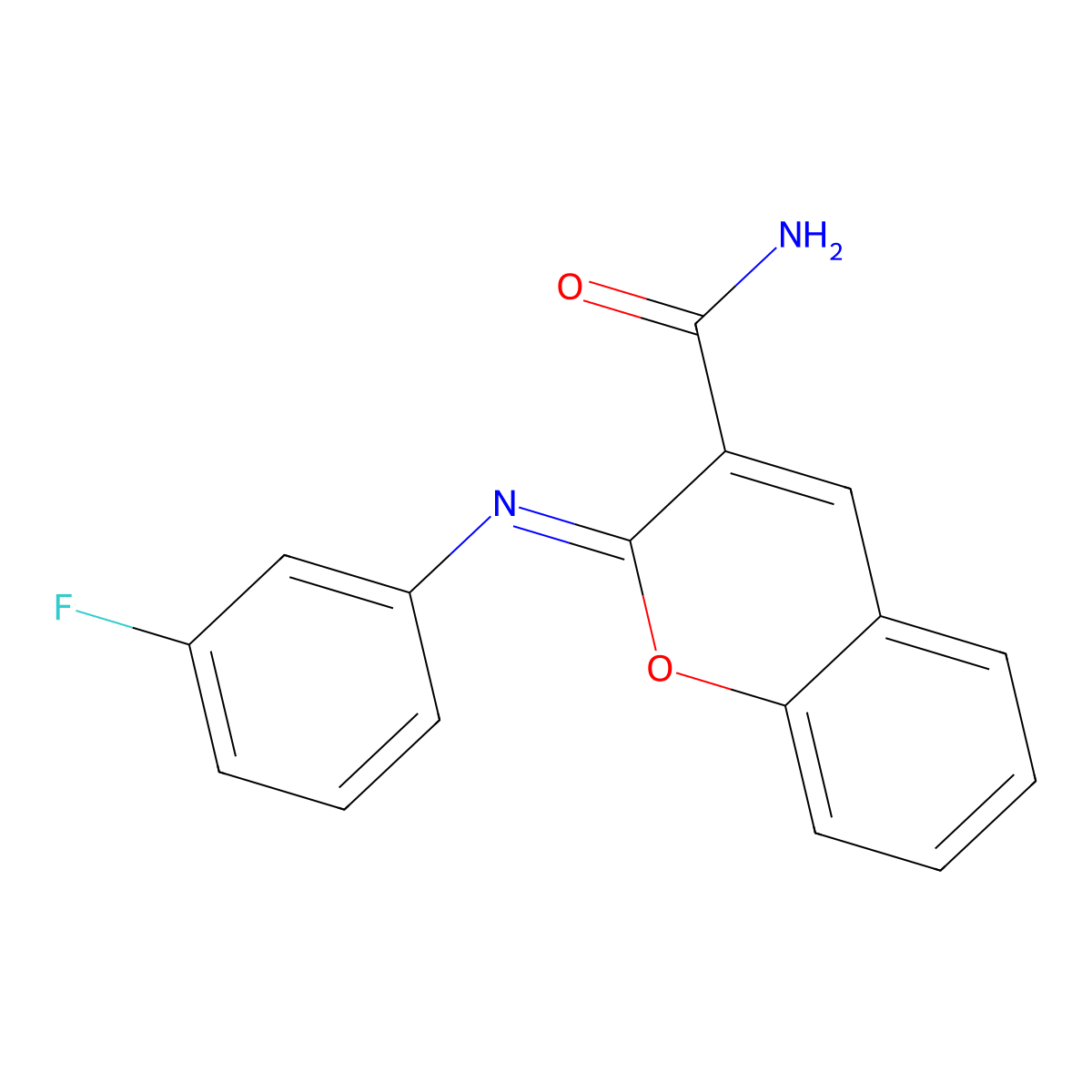 (2Z)-2-[(3-fluorophenyl)imino]-2H-chromene-3-carboxamide molecular structure, CAS 325856-71-1