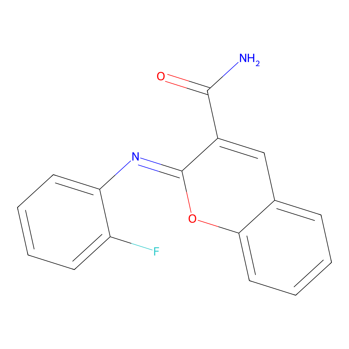 (2Z)-2-[(2-fluorophenyl)imino]-2H-chromene-3-carboxamide molecular structure, CAS 325856-72-2