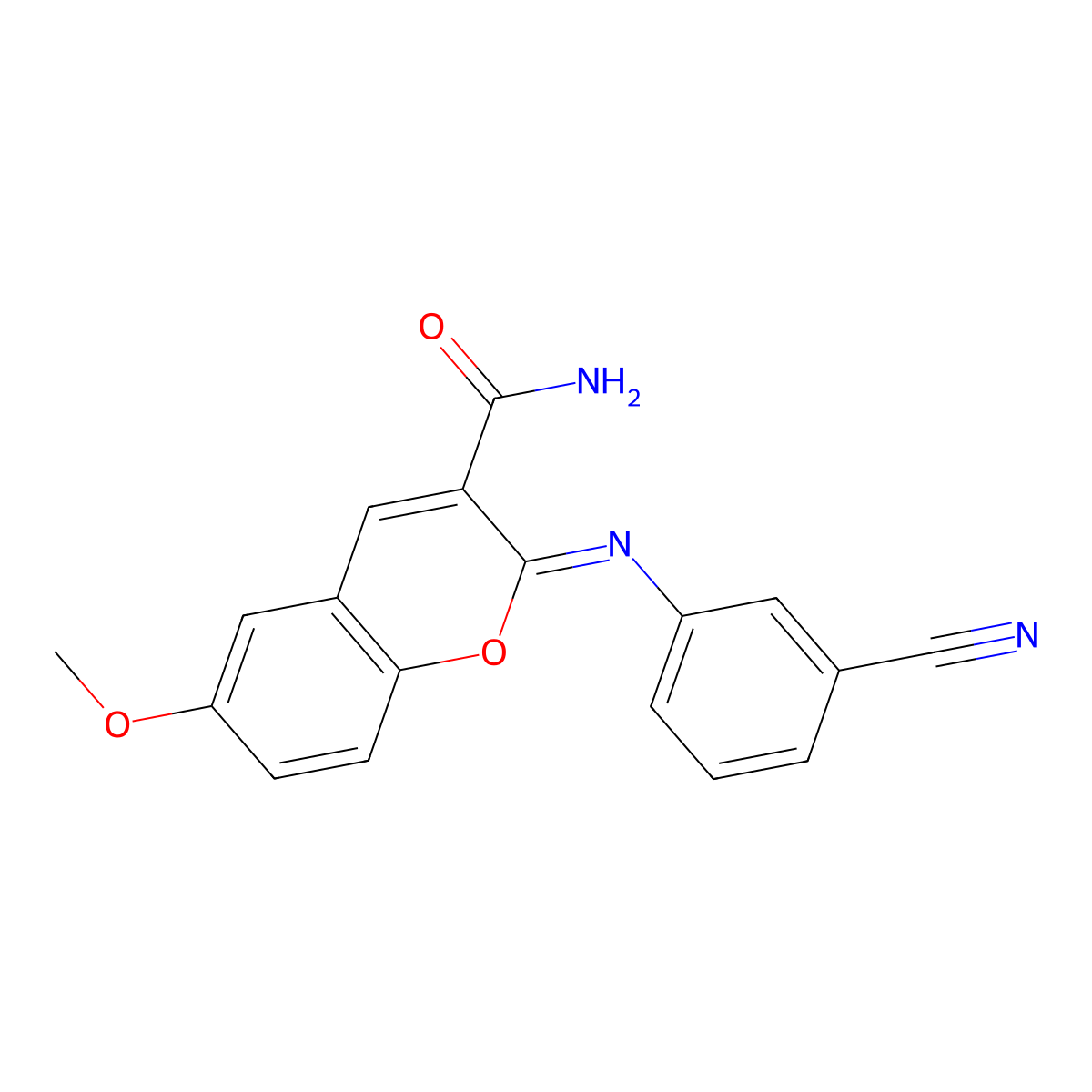 (2Z)-2-[(3-cyanophenyl)imino]-6-methoxy-2H-chromene-3-carboxamide molecular structure, CAS 325856-78-8