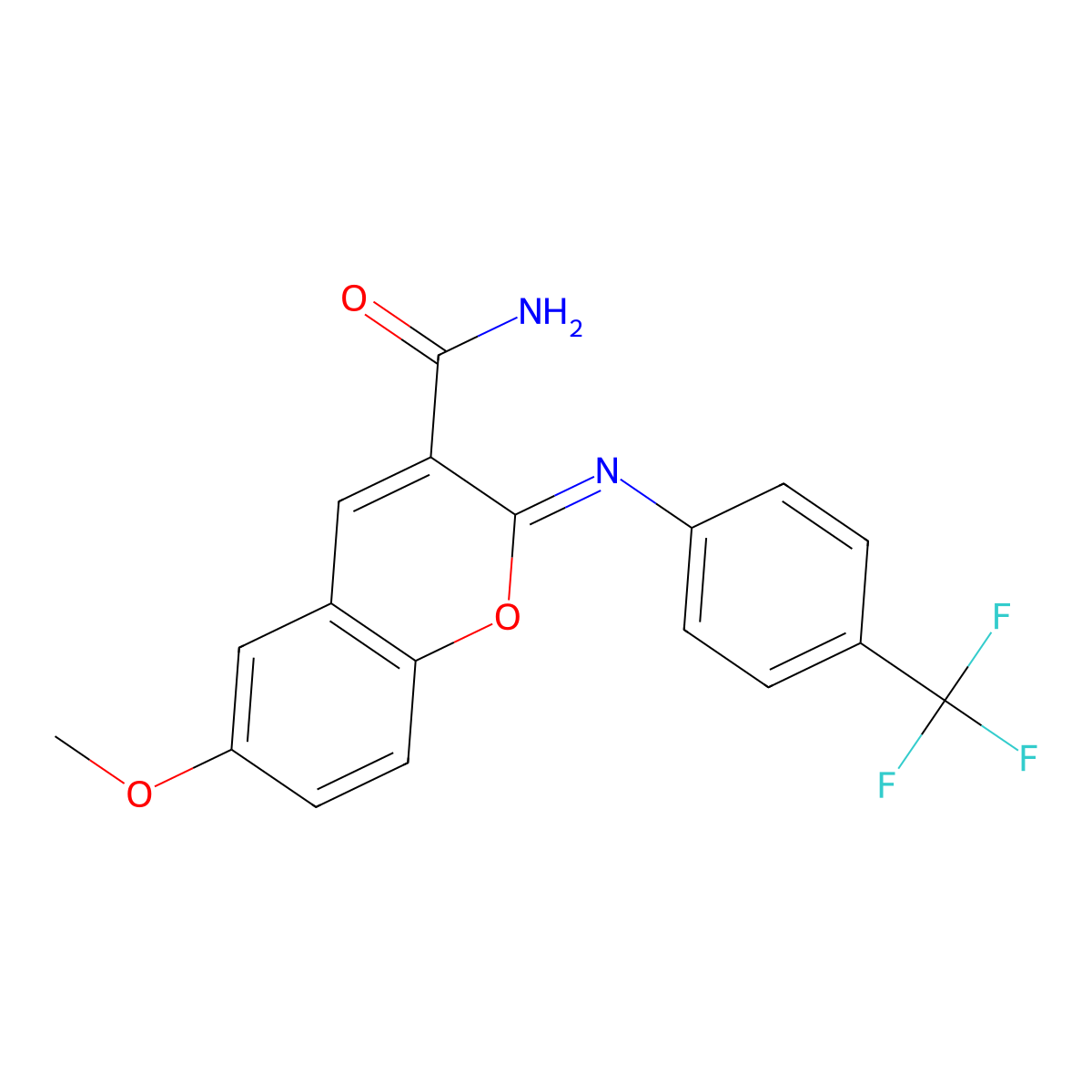 6-Methoxy-2-[4-(trifluoromethyl)phenyl]iminochromene-3-carboxamide molecular structure, CAS 325856-79-9